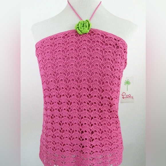 Lilly Pulitzer White Label NWT. crotchet halter top. Size ML.  Very different. - Picture 1 of 14